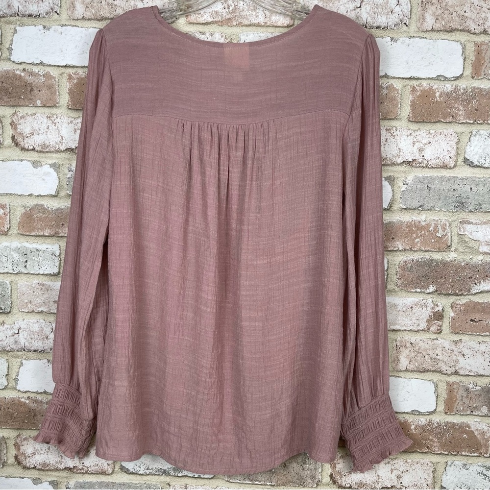 Fig and Flower Long Sleeve Mauve Top Lace Detail Gauze Lined Women’s Siz… - Picture 3 of 10
